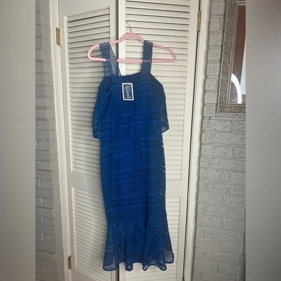 NWT $425Shoshanna Dunham MIDI dress size Indigo BlueLace